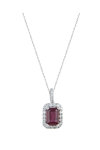 Halo Necklace in 18K White Gold with Ruby and Diamonds by SAVVIDIS