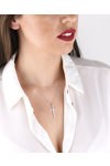 Necklace with cross in 18K White Gold with Diamonds by SAVVIDIS