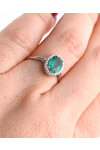 18ct White Gold Solitaire Engagement Ring with Emerald and Diamonds by FaCaD’oro (No 55)