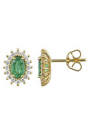 18ct Gold Earrings with Diamonds and Emerald by Savvidis