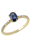 18ct Gold Solitaire Engagement Ring with Sapphire and Diamonds by SAVVIDIS (No 53)