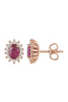 Σκουλαρίκια SAVVIDIS από ροζ χρυσό 18Κ με διαμάντια και ρουμπίνι