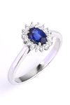18ct White Gold Ring with Diamonds and Sapphire (No 55)