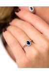 18ct White Gold Ring with Diamonds and Sapphire (No 55)
