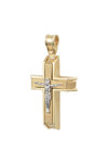 14ct Gold and White Gold Cross with Zircon by SAVVIDIS