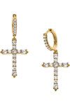BREEZE Sterling Silver Earrings with Cross and Zircons