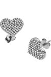 BREEZE Rhodium Plated Sterling Silver Earrings with Heart and Zircons