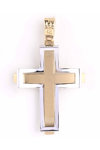 Βαπτιστικός σταυρός FaCaDoro διπλής όψης από λευκόχρυσο και χρυσό 14Κ