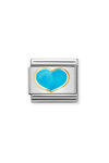 Σύνδεσμος (Link) NOMINATION τυρκουάζ καρδιά από ανοξείδωτο ατσάλι και χρυσό 18Κ με σμάλτο