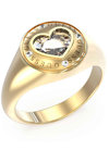 GUESS Rolling Hearts Stainless Steel Ring with Zircons
