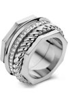 CERRUTI Textured Stainless Steel Ring (No 56)