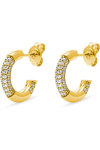 ESPRIT Pave 18ct Gold Plated Sterling Silver Hoop Earrings with Zircons