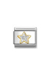 Σύνδεσμος (Link) NOMINATION 'Αστέρι' από ανοξείδωτο ατσάλι και χρυσό 18K με glitter