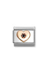 Σύνδεσμος (Link) NOMINATION 'Καρδιά' από ανοξείδωτο ατσάλι και ροζ χρυσό 9K με Ζιργκόν