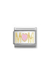NOMINATION Link 'Mom Pink Heart' made of Stainless Steel and 18ct Gold with Enamel