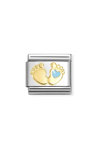 Σύνδεσμος (Link) NOMINATION 'Μπλε πατούσες μωρού' από ανοξείδωτο ατσάλι και χρυσό 18K με σμάλτο