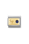 NOMINATION Link 'September' made of Stainless Steel and 18ct Gold with Sapphire