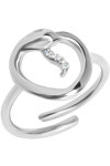 JCOU Snakeheart Rhodium Plated Sterling Silver Ring with Zircons (One Size)