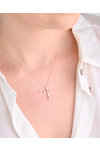 18ct Gold Necklace with Cross with Diamonds by SAVVIDIS