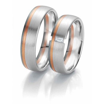 Wedding rings 14ct White Pink Black Gold with Diamond Breuni