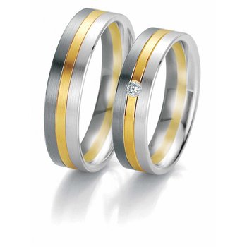 Wedding rings 14ct White Yellow and Black Gold with Diamond Breun