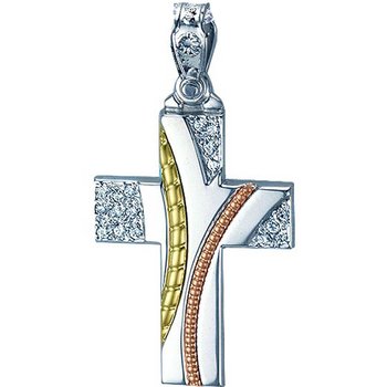 Cross 14ct Whitegold and Gold with Zircon