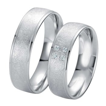 Wedding rings in 8ct Whitegold with Diamond Breuning
