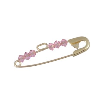 Pin 9ct gold with pink beads
