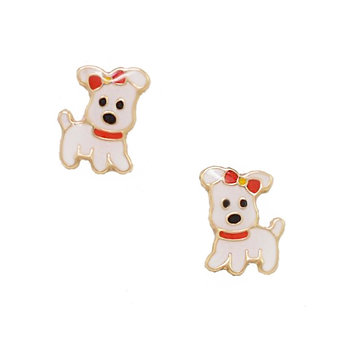 Earrings 9ct Gold Dog with