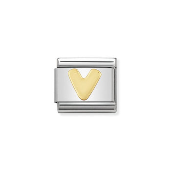 NOMINATION Link - LETTERS in stainless steel with 18k gold V