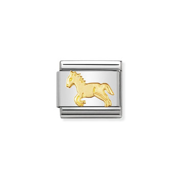 NOMINATION Link - ANIMALS (EARTH) in stainless steel with 18k gold Horse