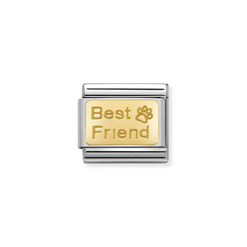 NOMINATION Link - ENGRAVED SIGNS in stainless steel with 18k gold CUSTOM Best friend with footprint