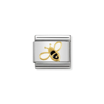 NOMINATION Link - NATURA in stainless steel with enamel and 18k gold Bee