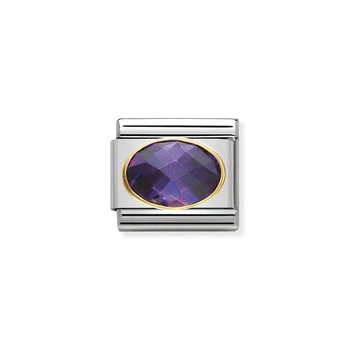NOMINATION Link - FACETED CUBIC zirconia, stainless steel and 18k gold PURPLE