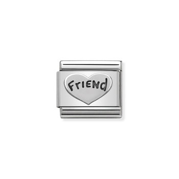 NOMINATION Link - OXIDIZED SYMBOLS in st.steel and sterling silver Friend Heart