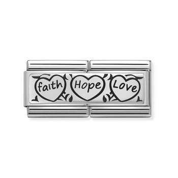 NOMINATION Link - DOUBLE ENGRAVED steel and silver 925 CUSTOM Faith Hope Love
