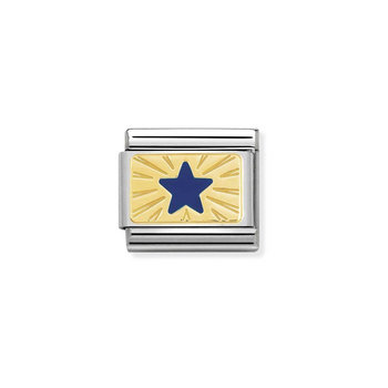 Σύνδεσμος (Link) NOMINATION μπλε αστέρι από χρυσό 18 καρατίων με σμάλτο