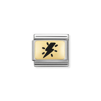 Nomination Link Thunderbolt made of Stainless Steel and 18ct Gold with Enamel