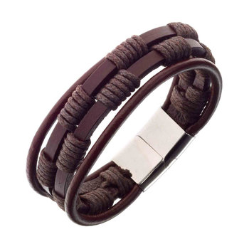 ALL BLACKS Mens Stainless Steel and Leather Bracelet