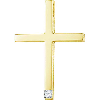 18ct Gold Cross with Diamond