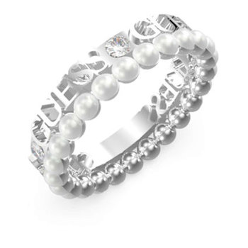 GUESS Underwater Love Stainless Steel Ring with Pearls (No 52)