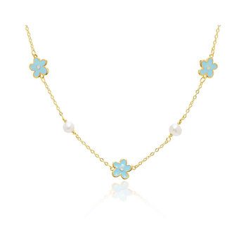 Κολιέ DOUKISSA NOMIKOU Blue Flower Pearl Necklace