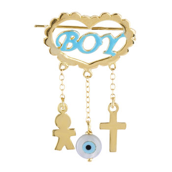 Pin 9ct Gold with Heart, Boy,