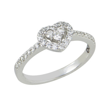 Heart shaped Solitaire Ring in 18ct White Gold with Diamonds by SAVVIDIS (No 53)