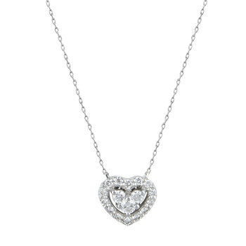 Heart Necklace in 18K White Gold with Diamonds by SAVVIDIS