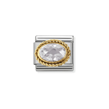 NOMINATION Link OVAL made of Stainless Steel and 18ct Gold with Zircon