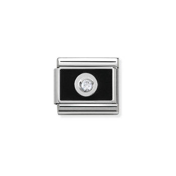 Nomination Link DOT made of Stainless Steel and Sterling Silver with Enamel and Zircon