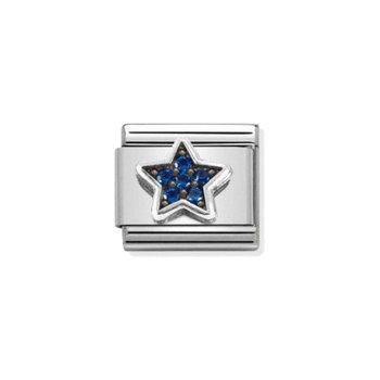 Nomination Link STAR made of Stainless Steel and Sterling Silver with Zircons
