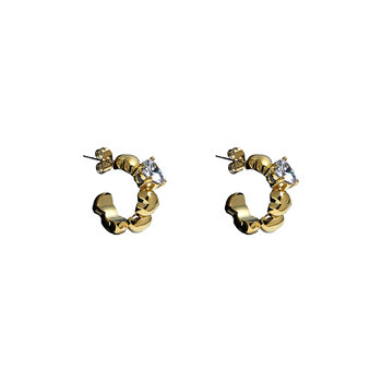 CHIARA FERRAGNI Cuoricino Gold Plated Hoop Earrings with Hearts