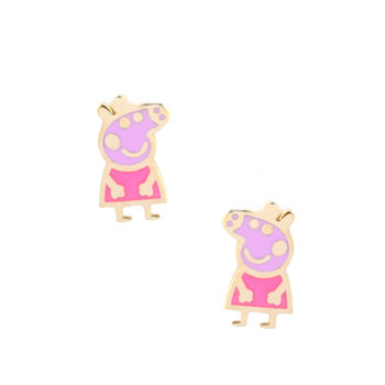 Παιδικά σκουλαρίκια της Ino&Ibo με Peppa από επιχρυσωμένο ασήμι